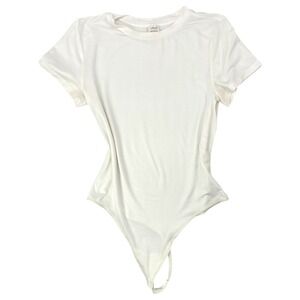 Wilfred Aritzia White Crewneck Short Sleeve Bodysuit L Stretch Basic 82702 Large
